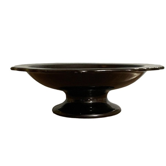 VTG Japanese Pedestal Dish Tashiro Shoten Black Hand Painted Flowers Butterfly - Picture 6 of 10